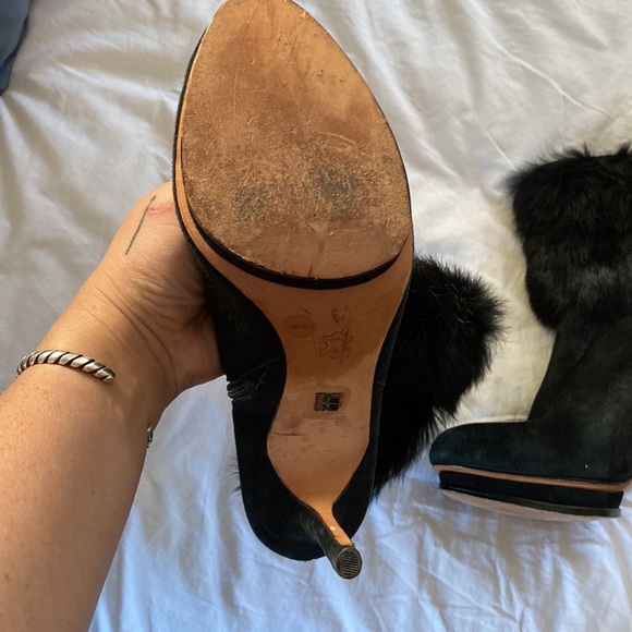 Black BCBG heeled suede with fur boots - Picture 3 of 4